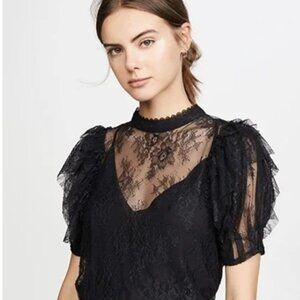 NWT Free People BLACK Secret Admirer Lace Top Size X-Small